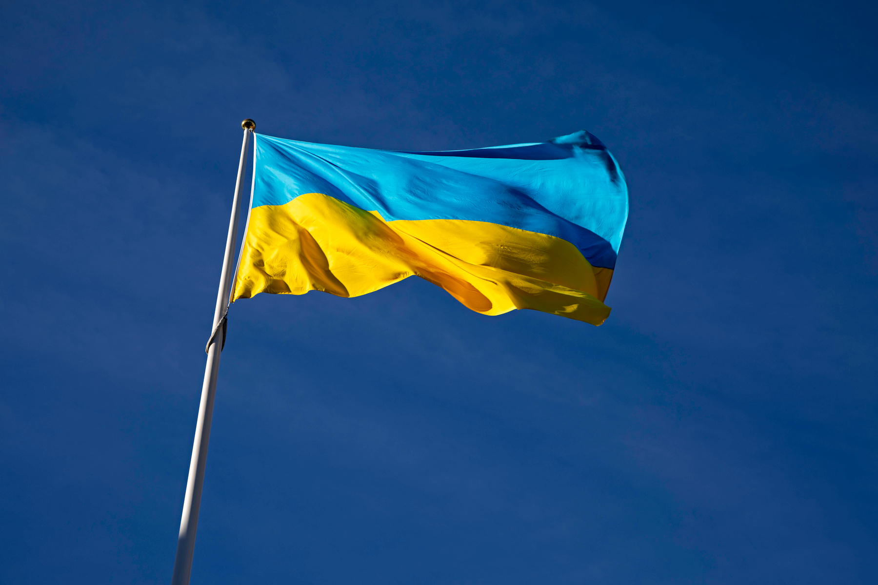 Ukrainas flagga i gult och blått.