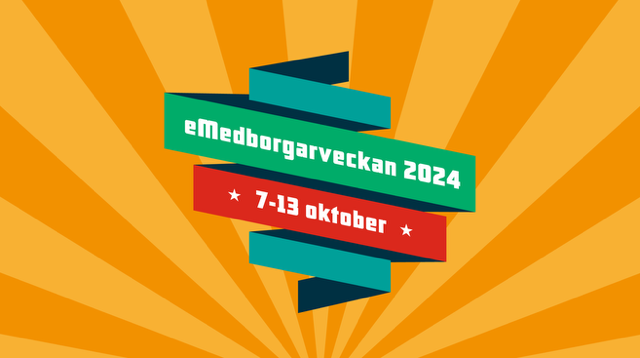 En illustrerad banderoll där det står emedborgarveckan 2024 och 7-13 oktober.