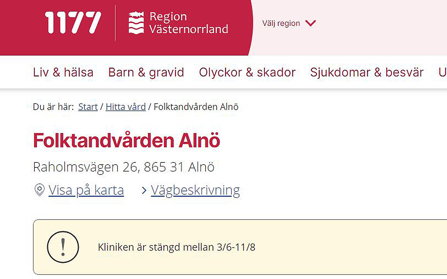alt='Bild på Folktandvården Alnös sida på 1177.se.'